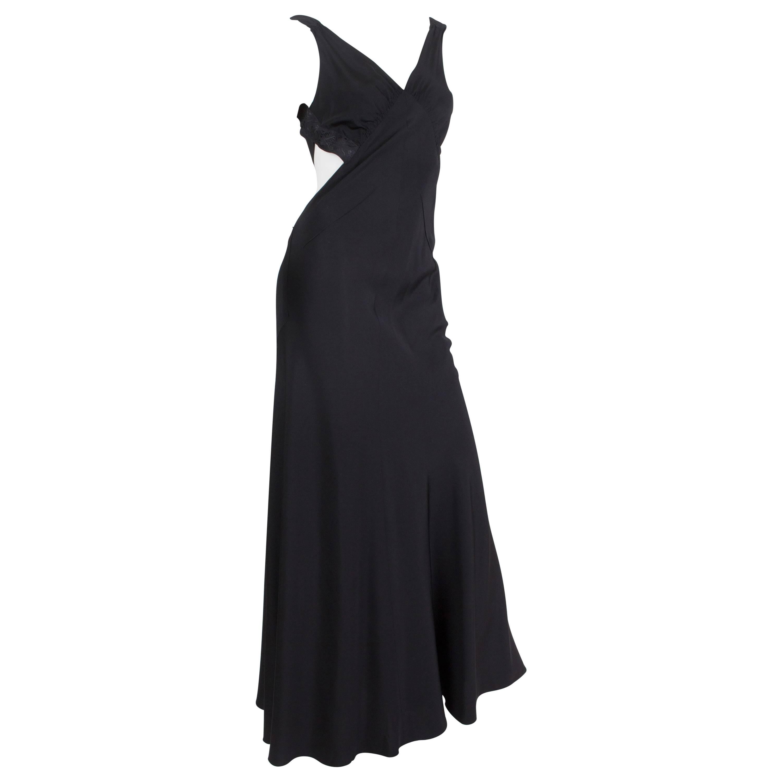 Sexy Reworked 1930s Bias Cut Gown with Cut-Outs