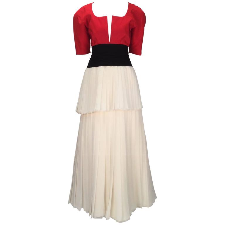 1980s Christian Dior Haute Couture Silk Evening Dress For Sale at 1stdibs