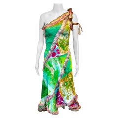 Jean Paul Gaultier F/S 2000 Laufsteg Maxikleid mit psychedelischem Bacteria-Druck