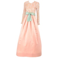 Retro 1960s Arnold Scaasi Pink Silk and Sequin Evening Dress 