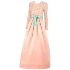 1960s Arnold Scaasi Pink Silk and Sequin Evening Dress 1