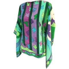 Vintage 1960s Emilio Pucci Cotton Velveteen Poncho in Signature Pucci Print.