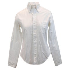 Thom Browne White Long Sleeve Button-Up Top