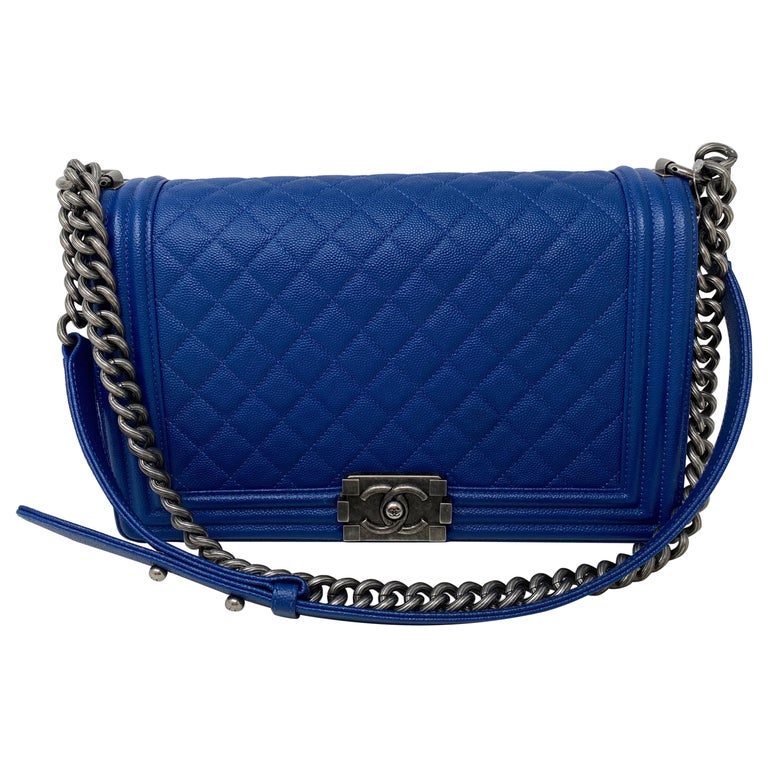 Chanel Blue Boy Bag For Sale at 1stDibs