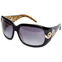 Roberto Cavalli Black and Leopard Oversize Sunglasses