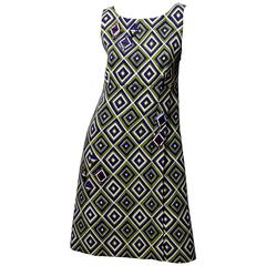 Prada Geometric Print Dress with Resin Embellishment