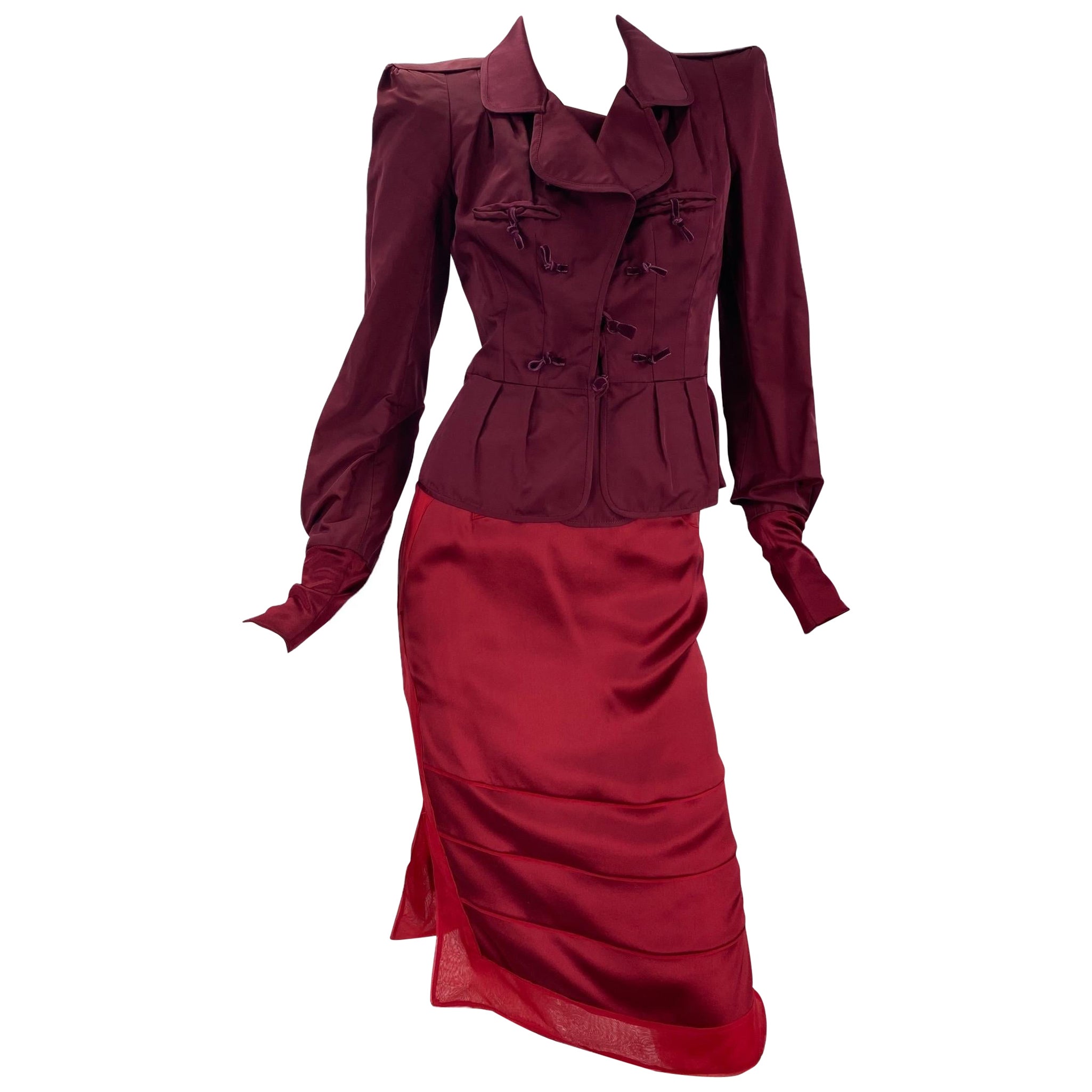  Tom Ford for Yves Saint Laurent F/W 2004 Collection Skirt Suit Size US 4 - 6 For Sale