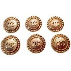 6 Vintage Chanel Gold Tone Buttons 12