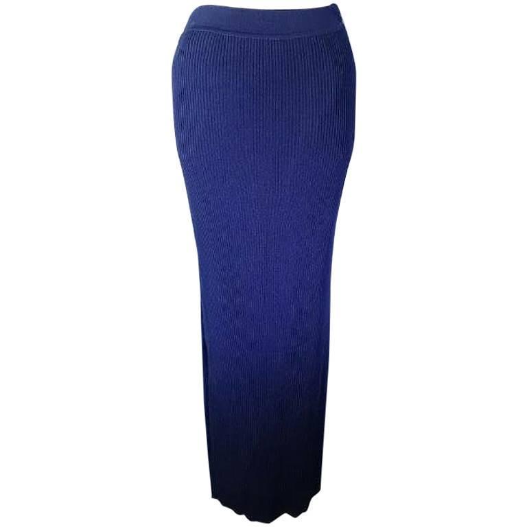 CHANEL cotton COCO Mark Side Button skirt P06327 Navy