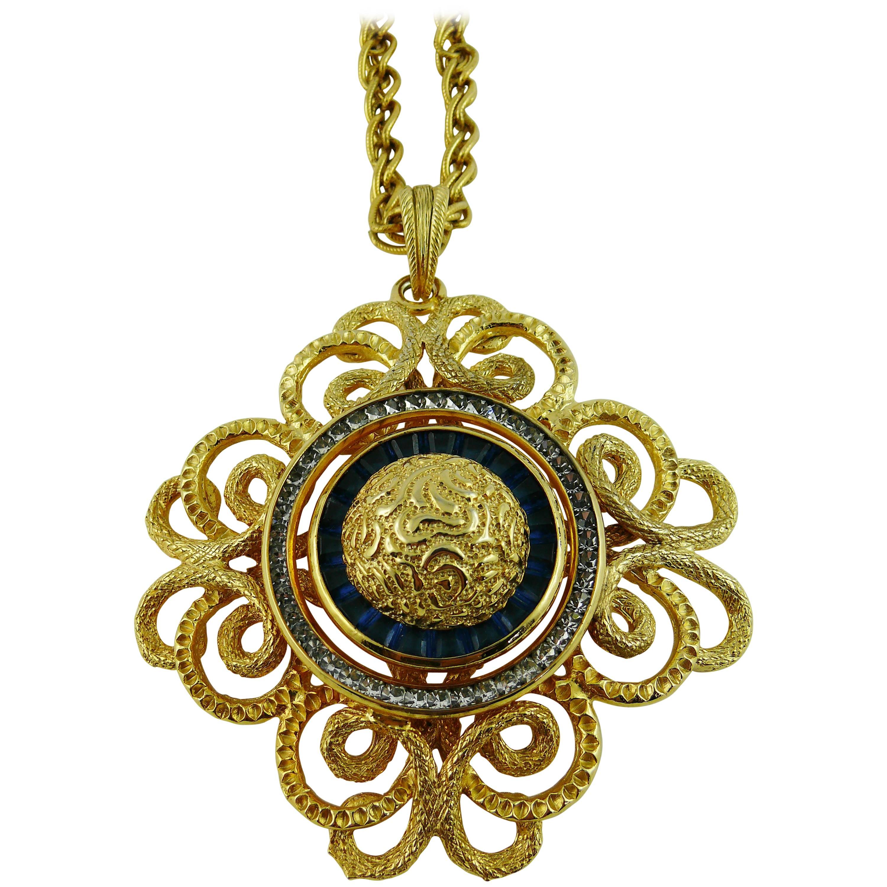 Lucien Piccard Vintage Massive Jewelled Pendant Necklace