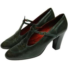 Yves Saint Laurent Paris Green Leather Shooes 6