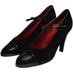 Black Suede and Patent Leather Shoes by YSL Paris. 4