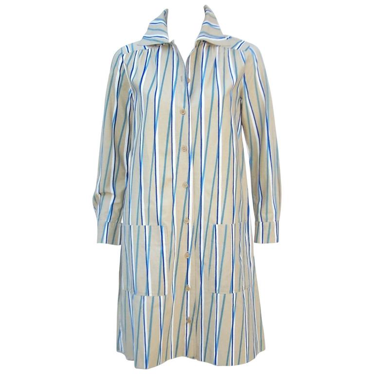 1970s Marimekko of Finland Graphic Op Art Striped Cotton Shirt Dress at ...