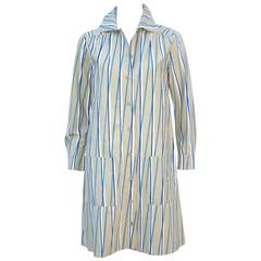 Vintage 1970s Marimekko of Finland Graphic Op Art Striped Cotton Shirt Dress