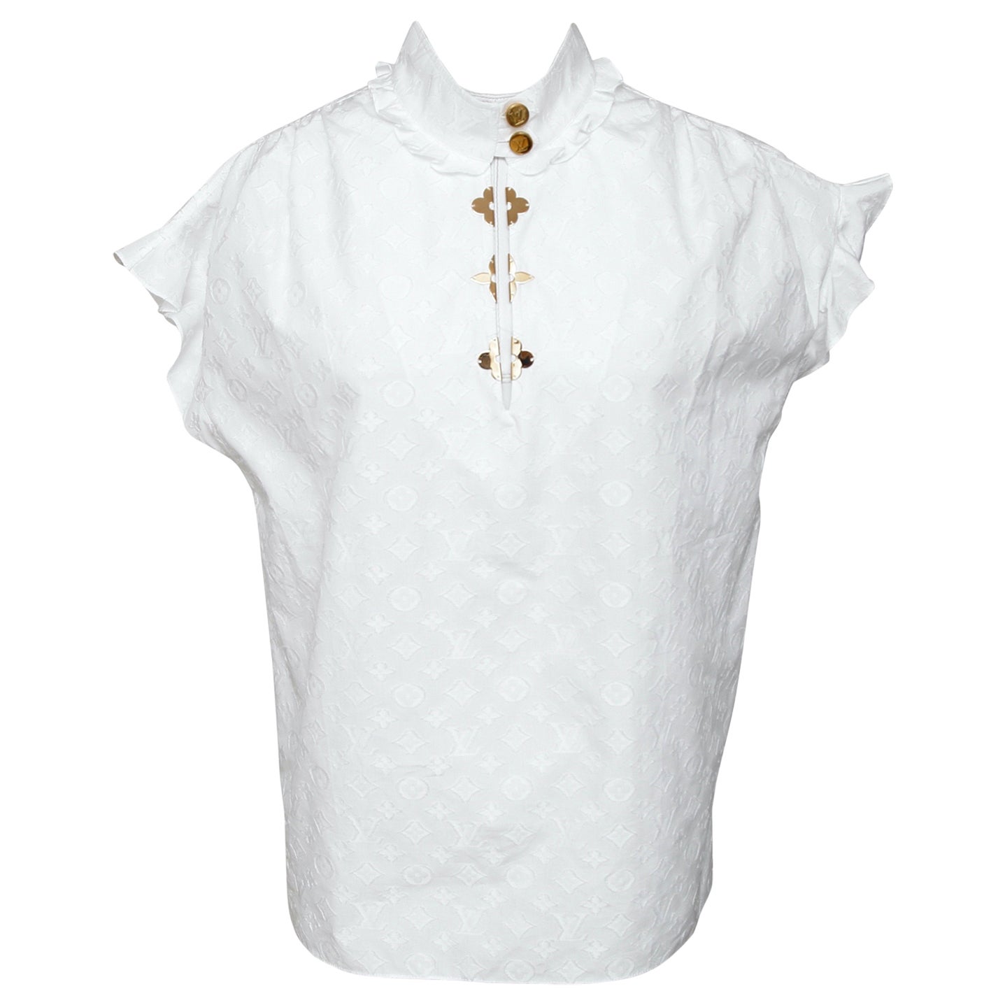 Louis Vuitton Lvse Placed Embroidery Short-sleeved Shirt White. Size 3L