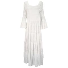 Vintage Made in Mexico for Fred Leighton White Summer Dress, 1970s 