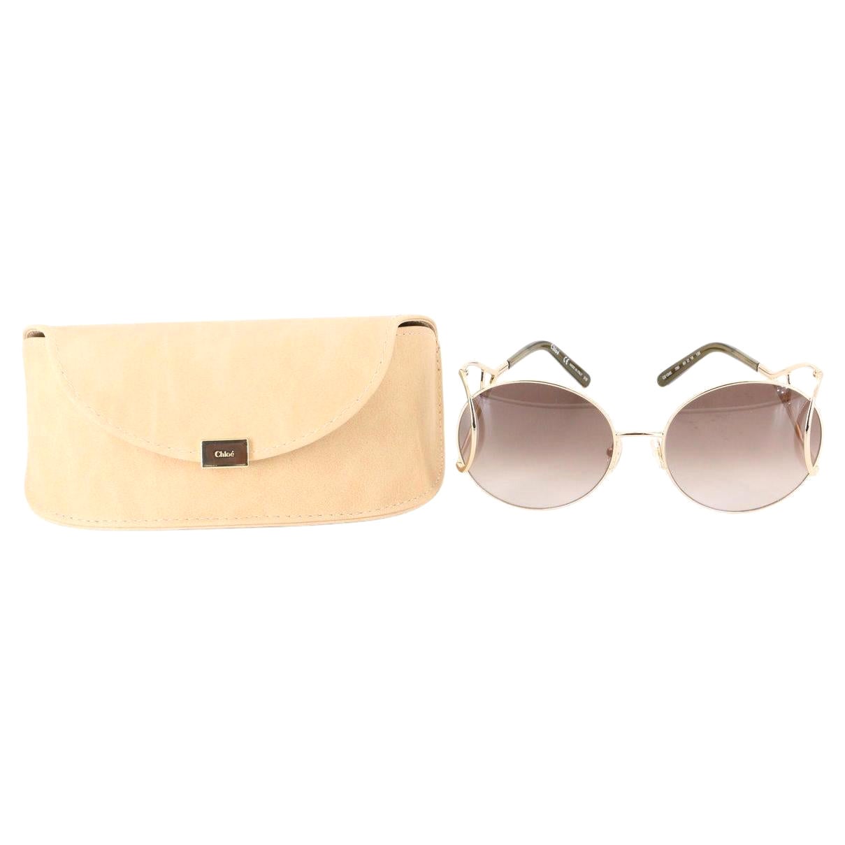 New Chloe Gold Sunglasses With Case & Box