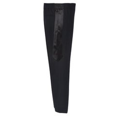 GIVENCHY Pants Black Wool Side Panels Slip On Elastic Pockets Sz 34 NWT