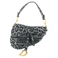 Dior Gray Mizza Embroidery Leopard Saddle Bag 96d729s