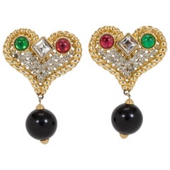 Oversize Valentino Heart Stone Earrings