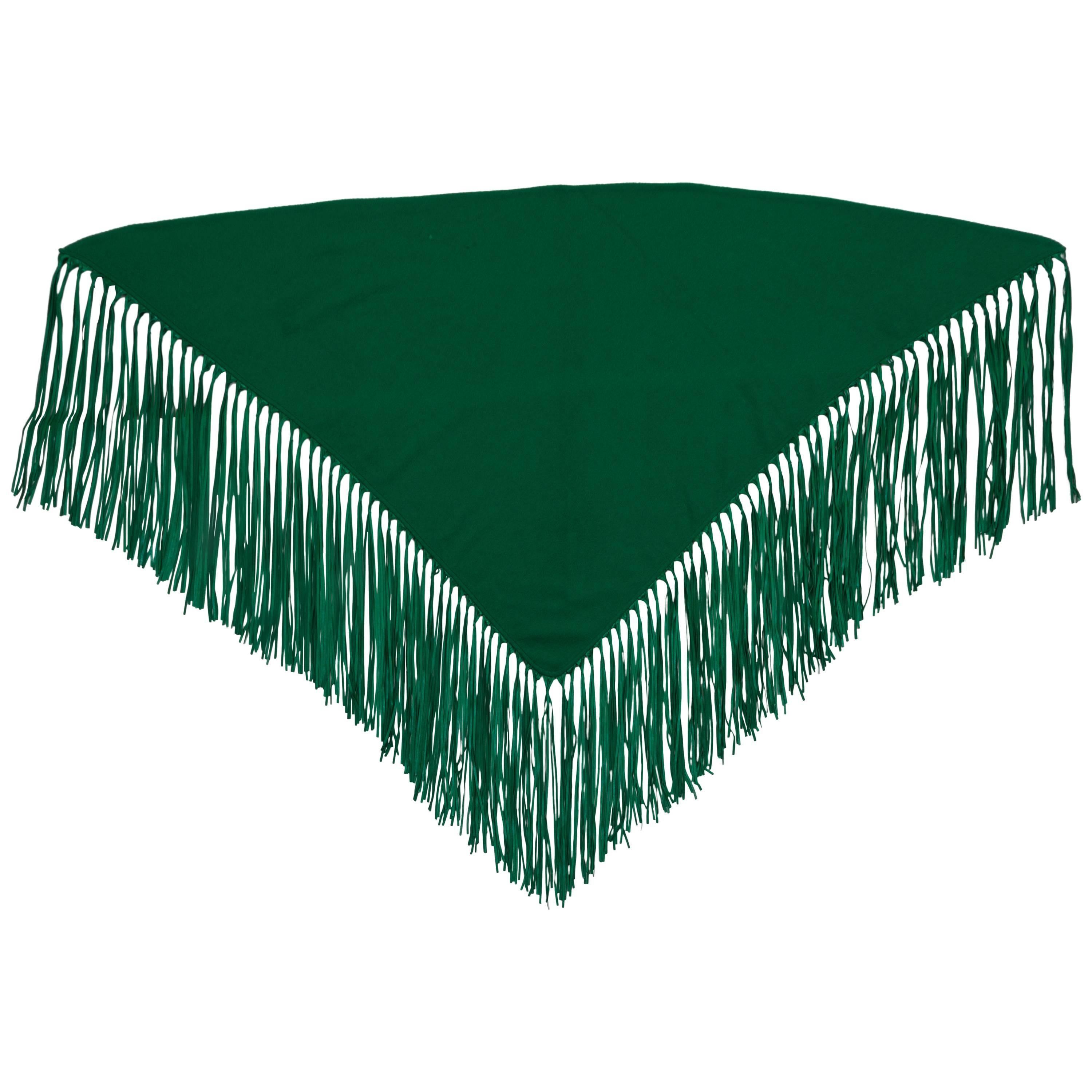 Hermès Cashmere & Leather Green Shawl