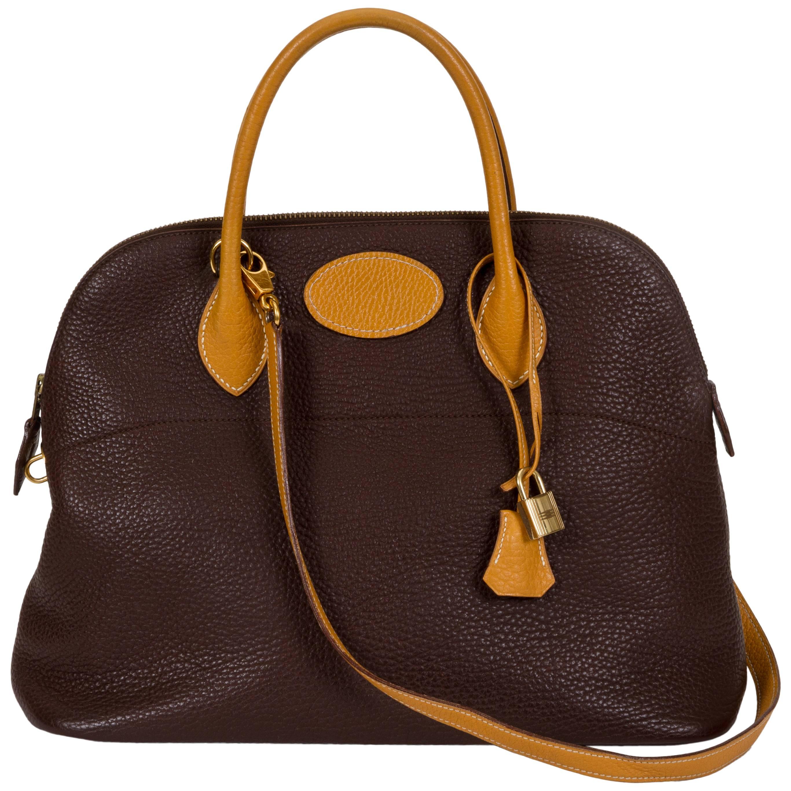 Hermès Brown Naturel 35cm Bolide Togo Leather Bag