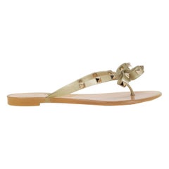 VALENTINO gold rubber THE ROCKSTUD FLIP FLOPS Sandals Shoes 37