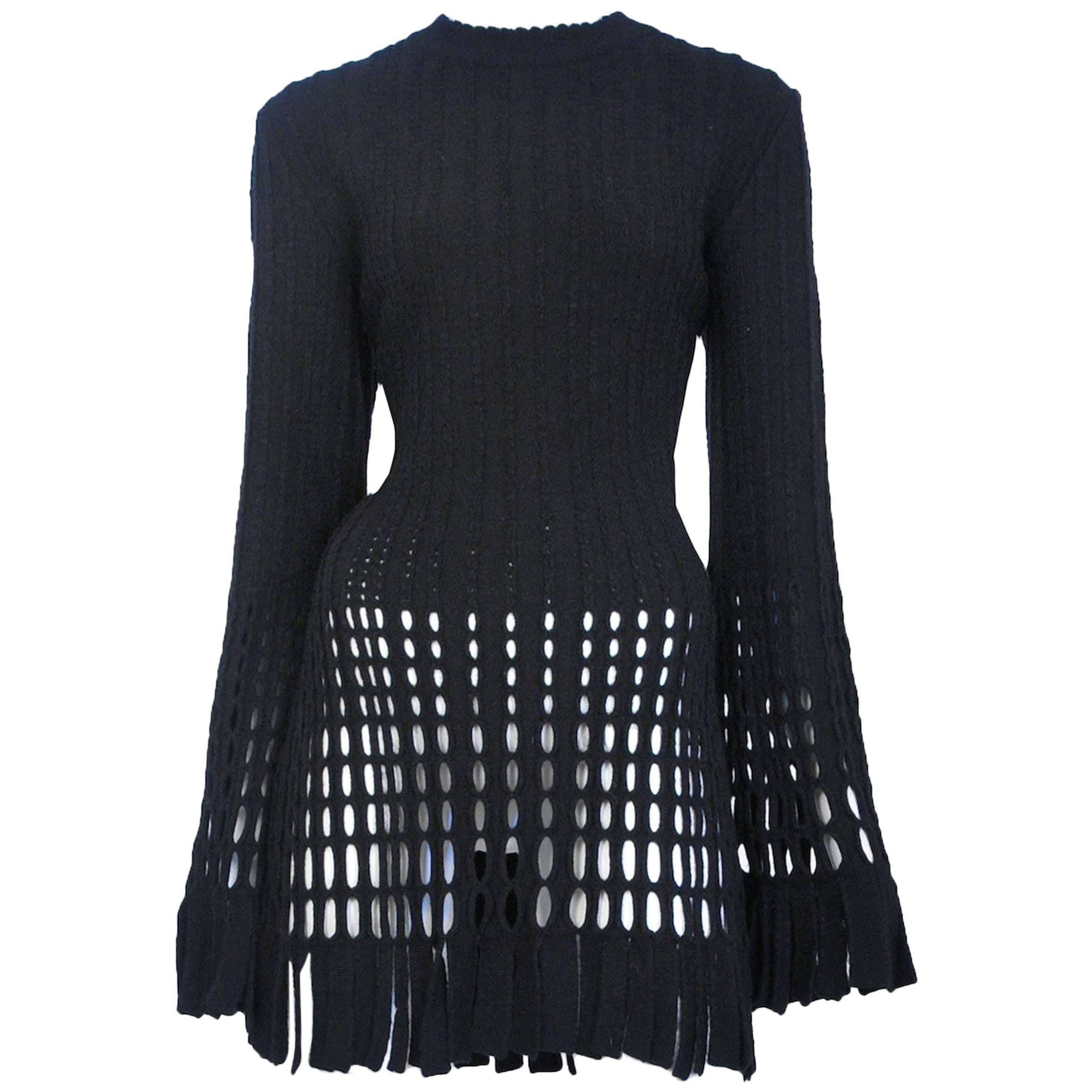 Alaia Black Open Weave Dress