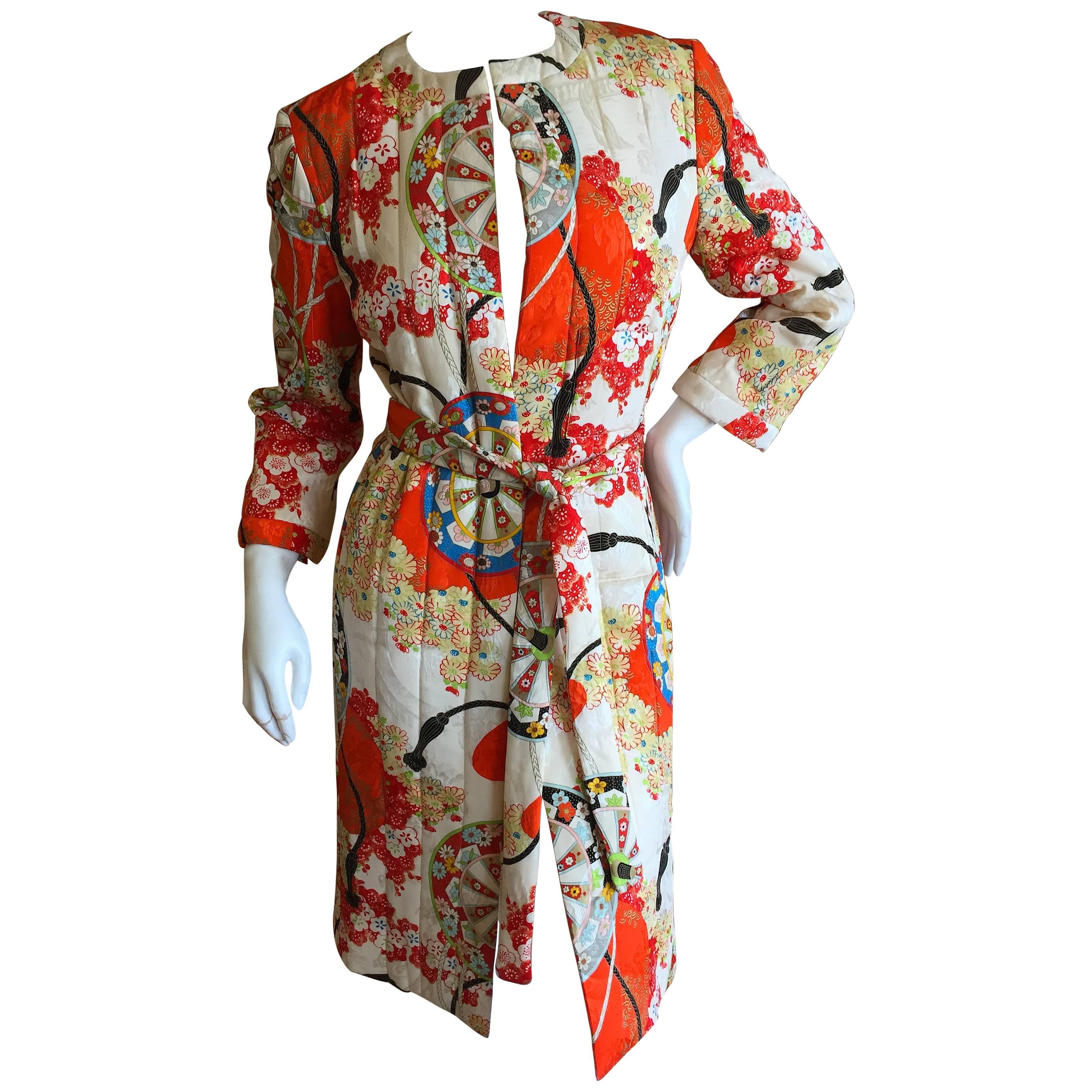 Christian DIor Japanese Silk Kimono Style Belted Coat by John Galliano