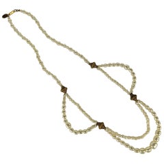 Retro Miriam Haskell Pearl and Gilt Necklace
