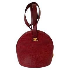 Courreges Vintage 1990s Embossed Red Leather Bag
