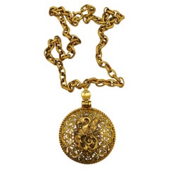 GIANFRANCO FERRE Vintage Massive Medieval Griffin Medallion Pendant Necklace