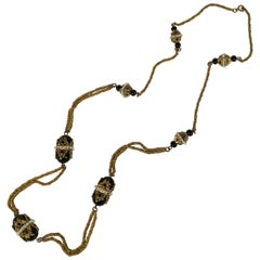 Goossens for Chanel Byzantine Jet and Faux Pearl Sautoir Necklace