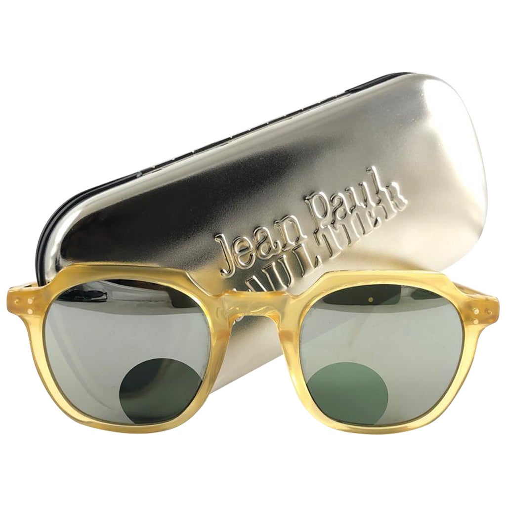 New Jean Paul Gaultier 58 0071 Translucent Yellow Keyhole 90's Japan Sunglasses For Sale