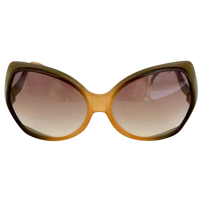 Christian Dior Model D06 Gradient Amber Khaki Oversized Sunglasses, 1970s
