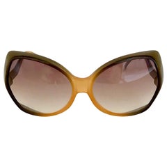 Used Christian Dior Model D06 Gradient Amber Khaki Oversized Sunglasses, 1970s