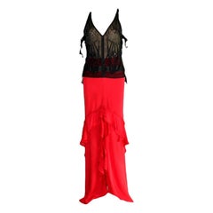 Yves Saint Laurent by Tom Ford 2003 Silk Top Maxi Skirt Evening Ensemble Gown