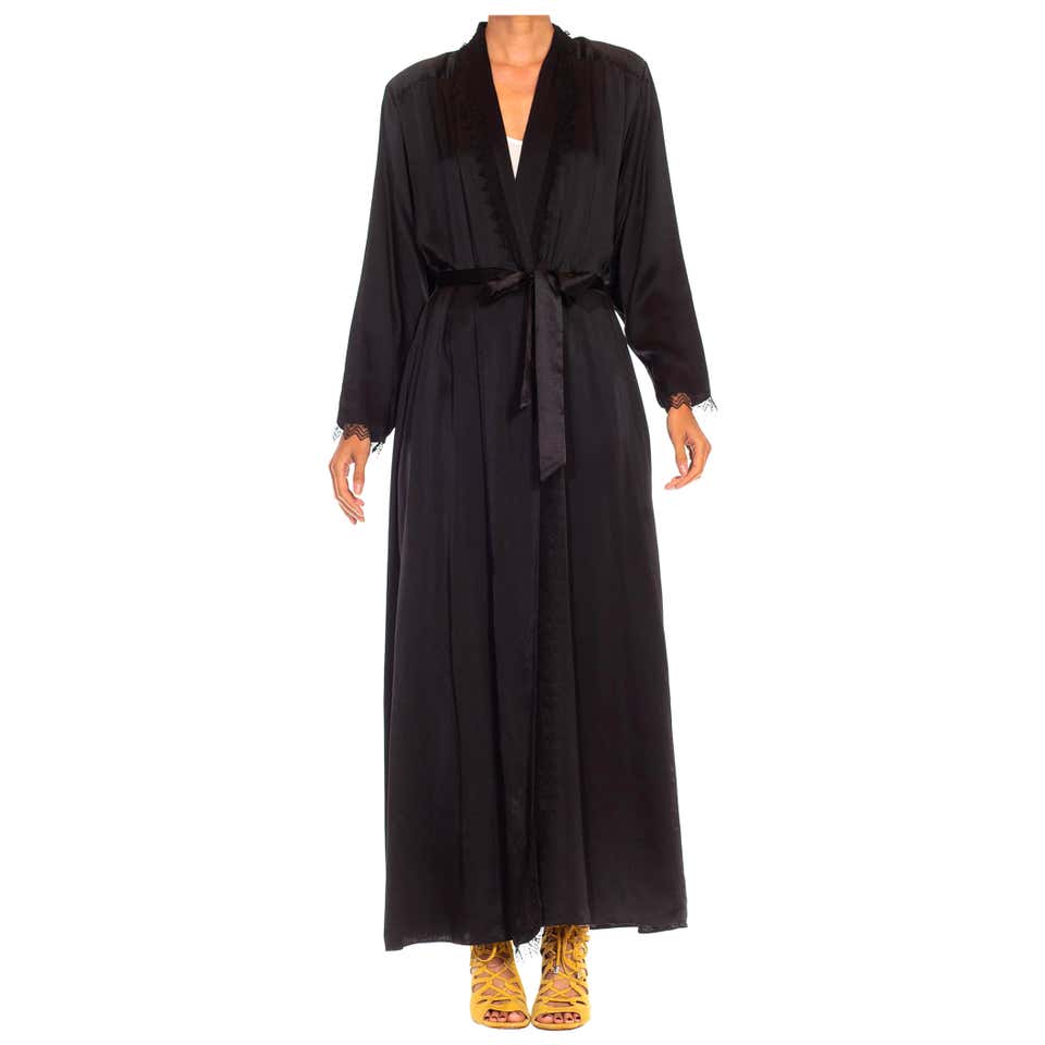 Drapery Robe 1970S Black Rayon Sheer Draped Robe For Sale at 1stDibs