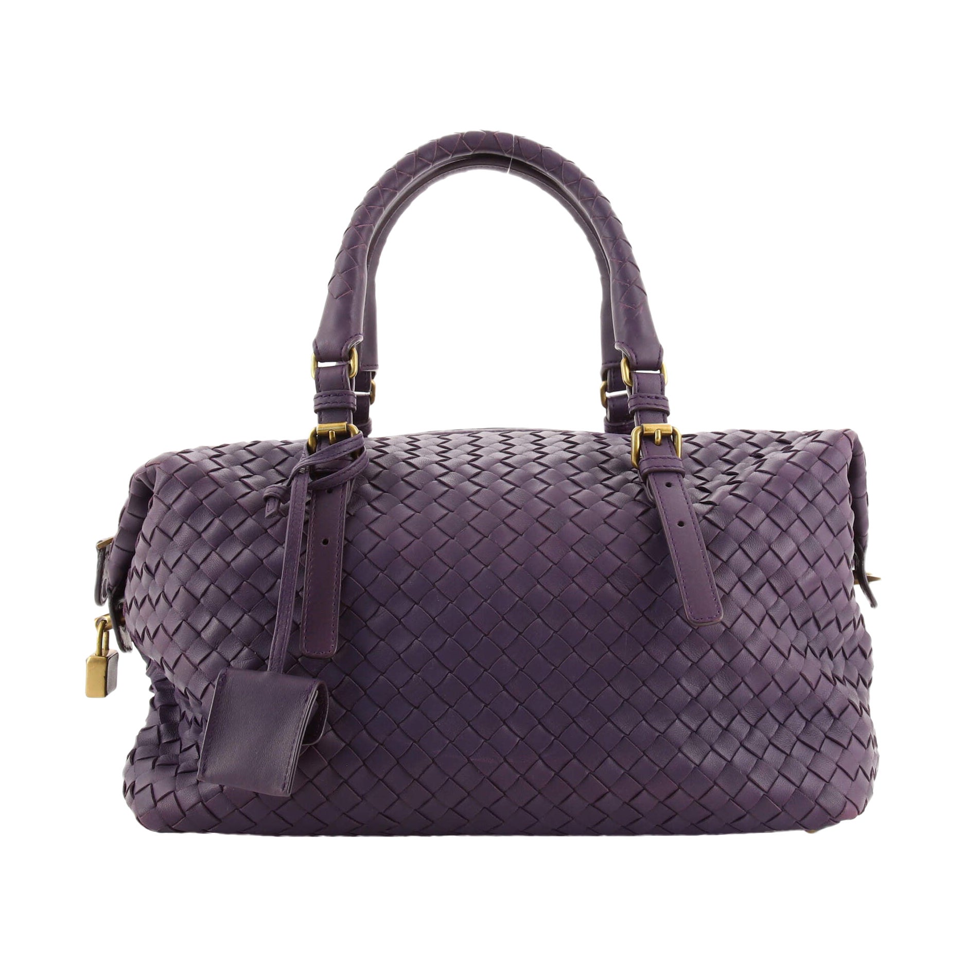 Vintage Bottega black intrecciato, woven lambskin handbag