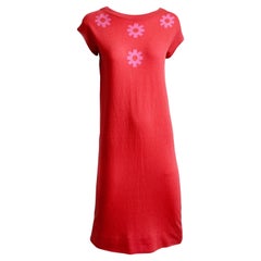 Bonnie Cashin Dress Pink Cashmere Intarsia Knit Floral Details Retro 60s 