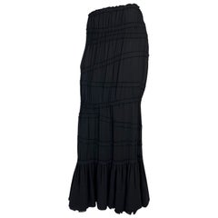 F/W 2001 Yves Saint Laurent by Tom Ford Runway Ruched Stretch Flare Maxi Skirt