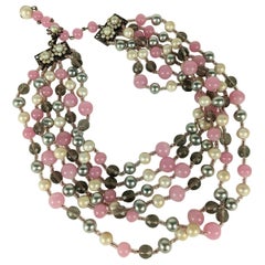 Vintage Miriam Haskell Grey, Pink and Freshwater Pearl Beads