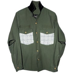 Used Green Military Jacket Lurex Tweed Gold Button J Dauphin