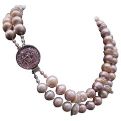 A.Jeschel Natural soft pink Pearls necklace.