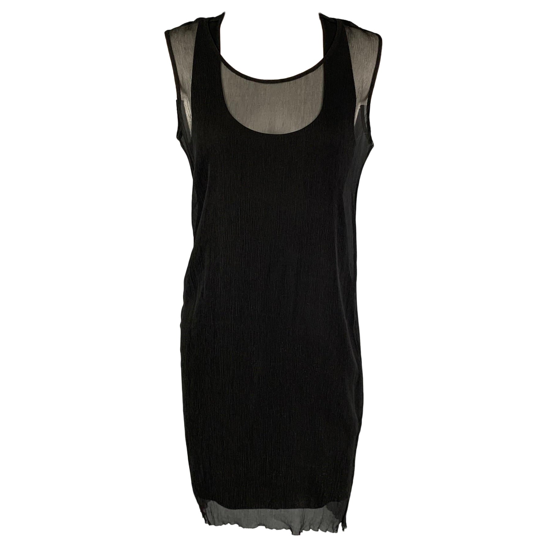 PORTS 1961 Size 4 Black Viscose Wrinkled Double Layer Dress