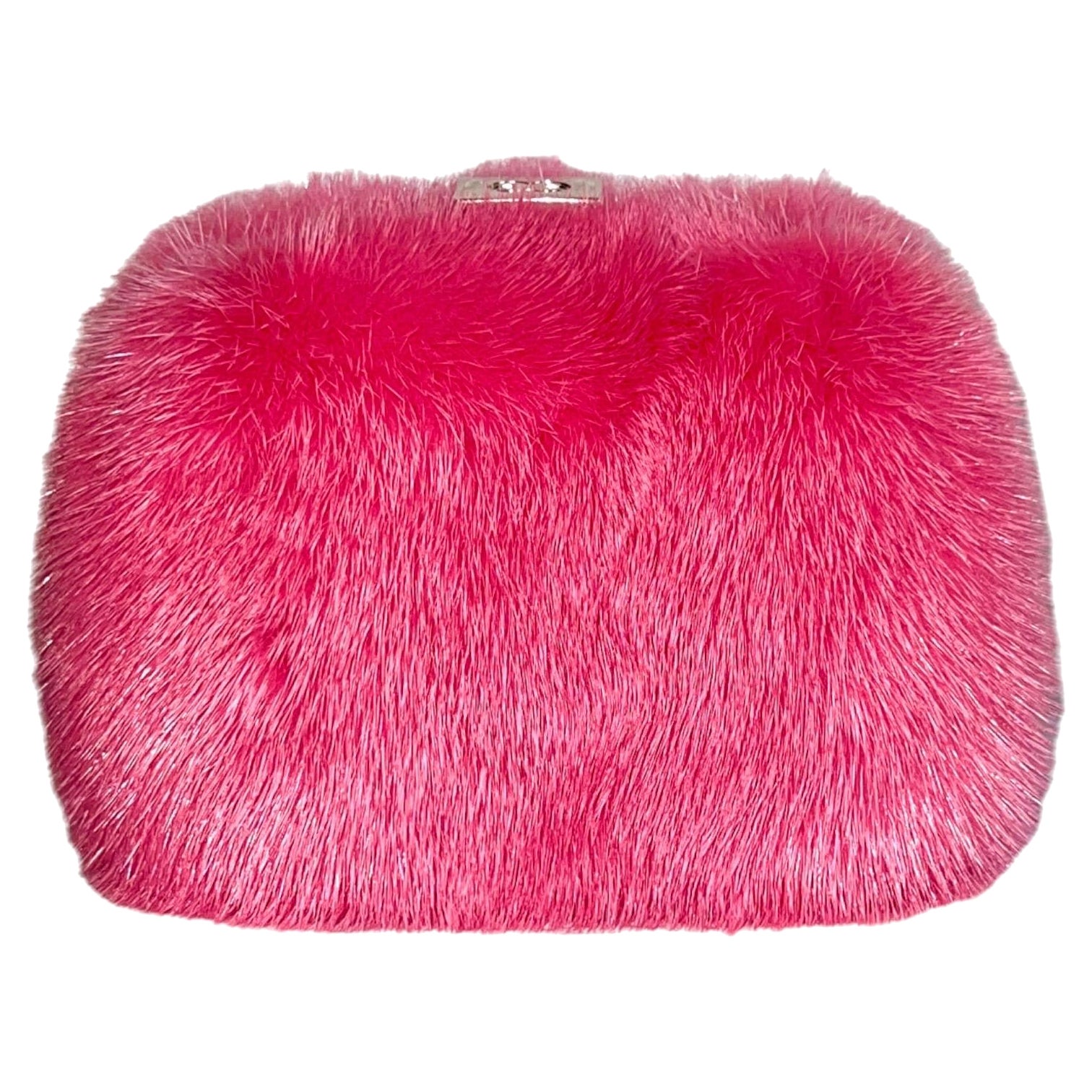 UNWORN Exotic Escada "Barbiecore" Pink Mink Fur Mini Bag Clutch Shoulder Bag