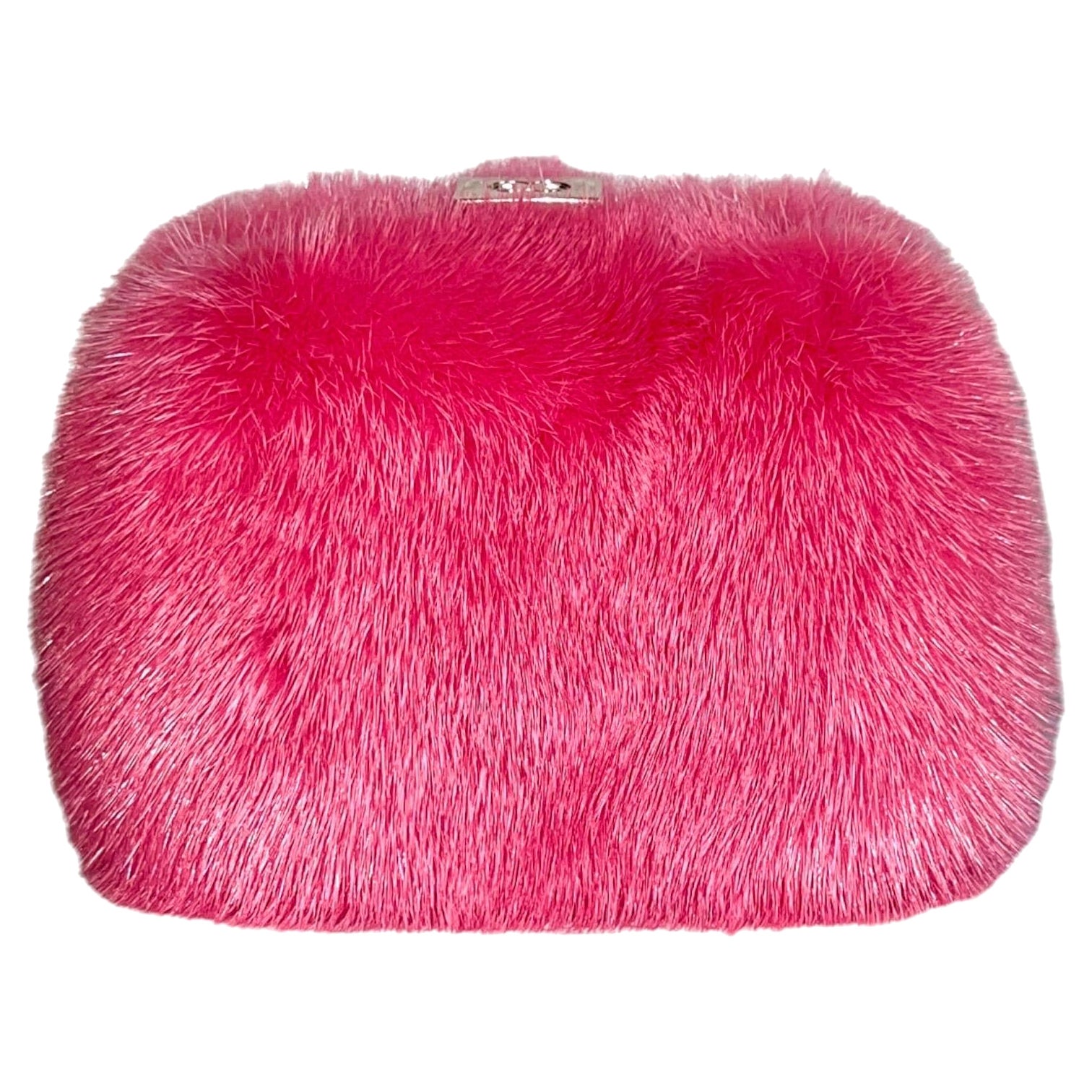 UNWORN Exotic Escada "Barbiecore" Pink Mink Fur Mini Bag Clutch Shoulder Bag 