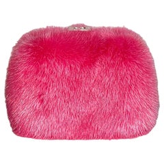 UNWORN Exotic Escada "Barbiecore" Pink Mink Fur Mini Bag Clutch Shoulder Bag 