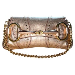 Gucci By Tom Ford Metallic Pink Barbiecore Studded Horsebit Clutch Bag