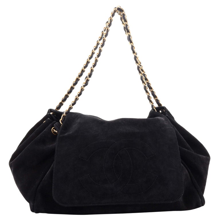 Chanel Accordion Flap Bag Suede Large at 1stDibs